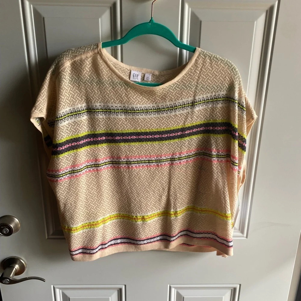 Gap Kids XXL Fits Like Adult Sizes Striped Summer Top Striped Poncho Sweater - Picture 3 of 6